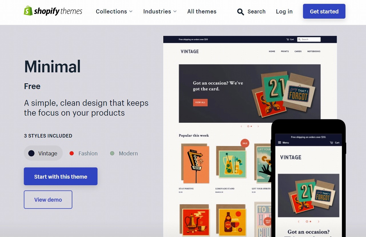 おすすめのShopifyテーマ8:Minimal
