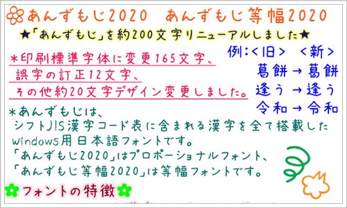あんずもじ2020、あんずもじ等幅2020