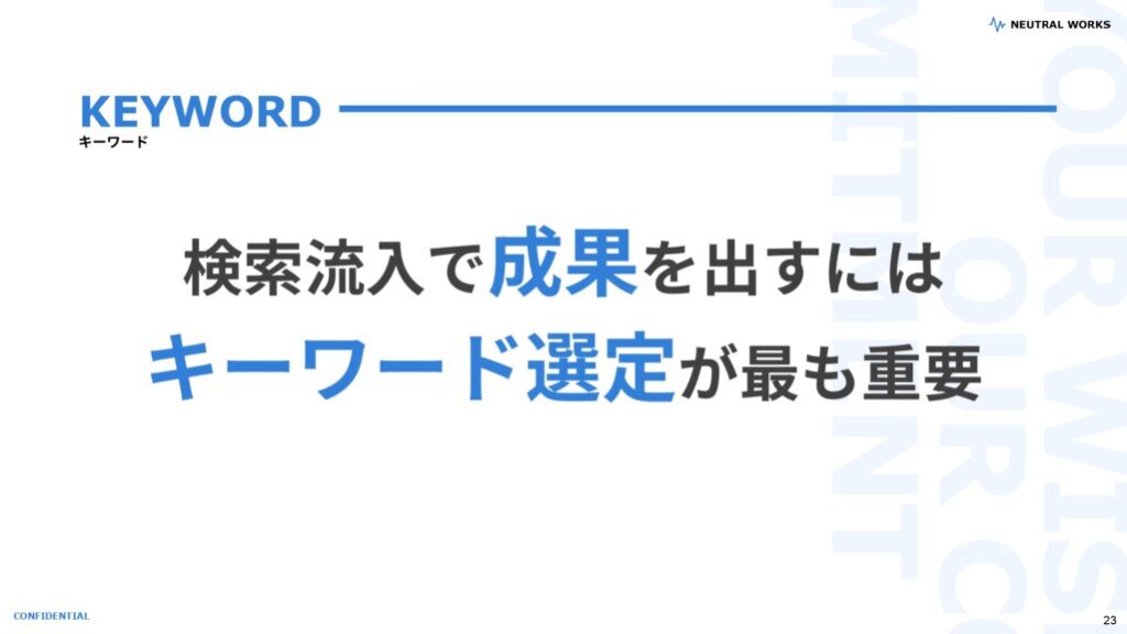 検索流入で成果を出すにはキーワード選定が最も重要